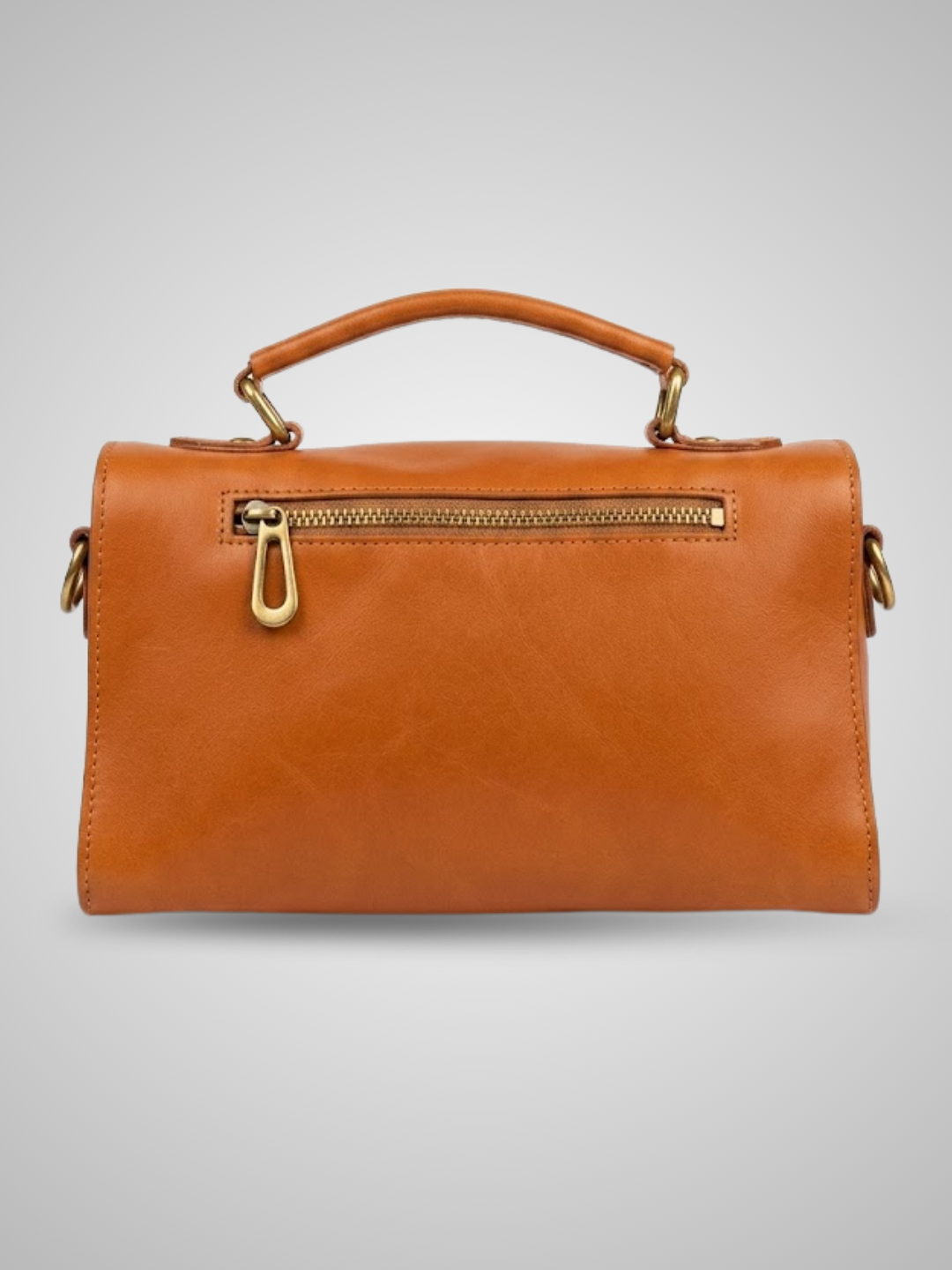 Front-Closure Leather Bag