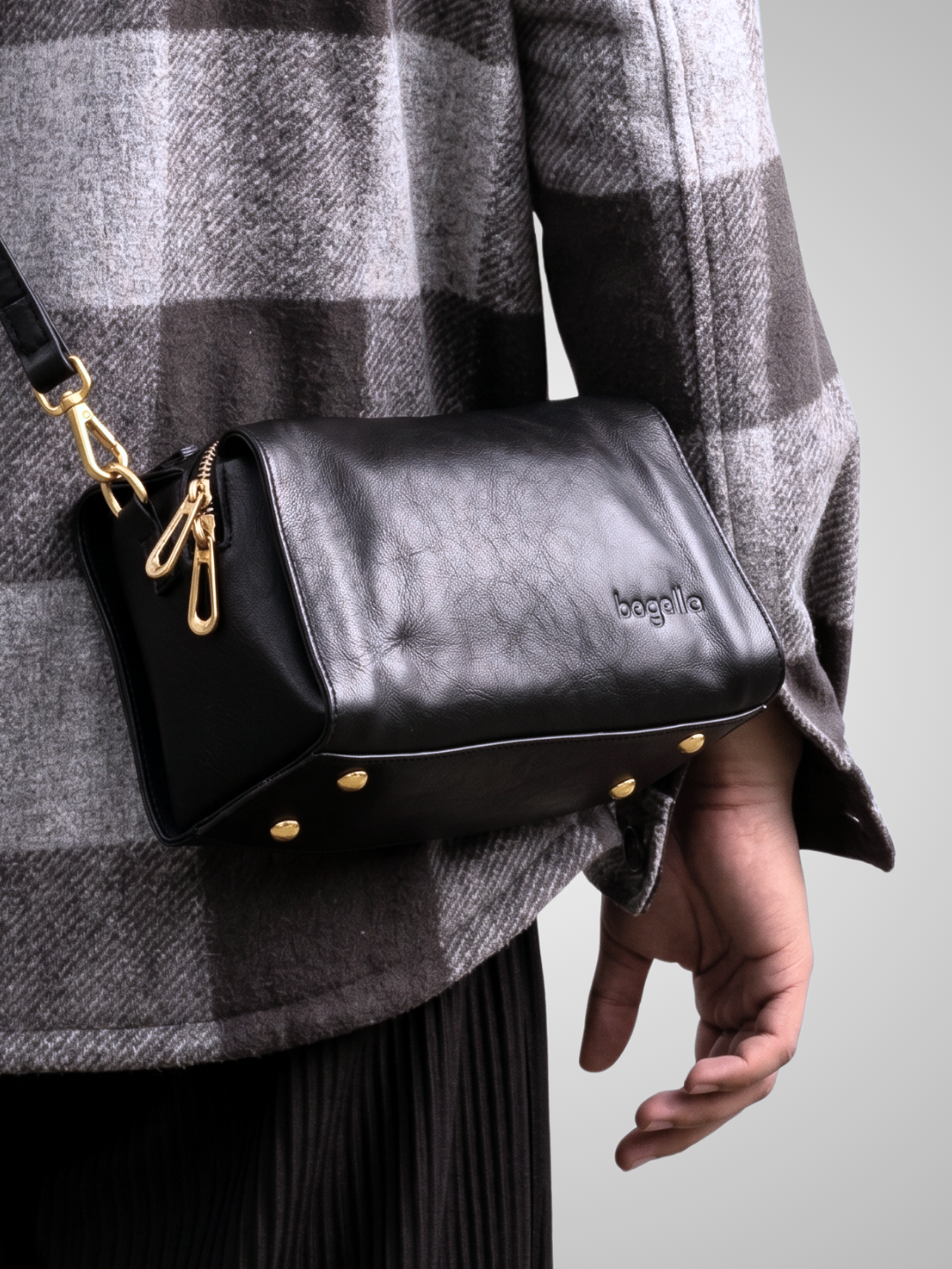 Front-Closure Leather Bag