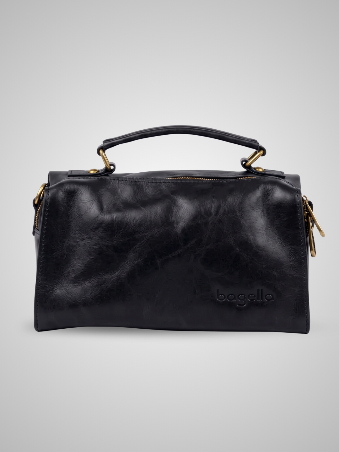 Front-Closure Leather Bag